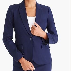 J. Crew Factory Navy Suiting Cotton Blazer